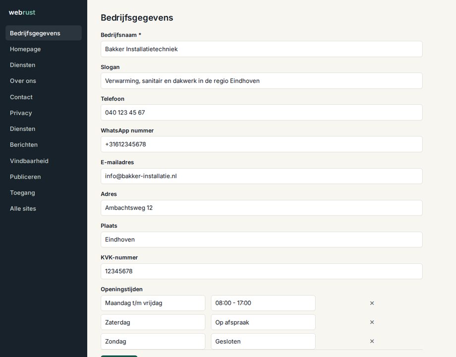 Het ProperPage-beheer: bedrijfsgegevens aanpassen in een overzichtelijk paneel