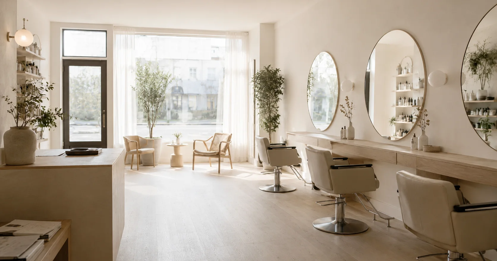 De salon van Vlecht in ochtendlicht