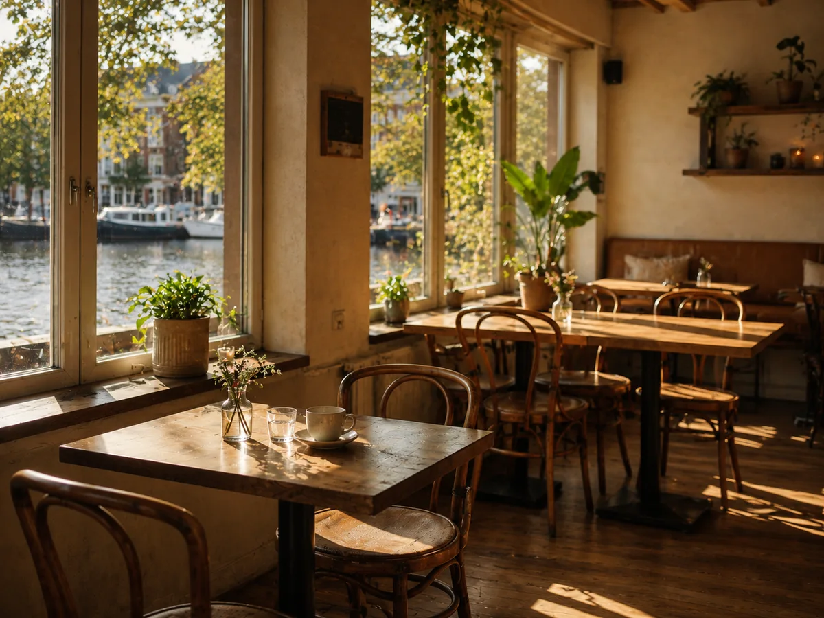 Het interieur van Zonzij in ochtendlicht